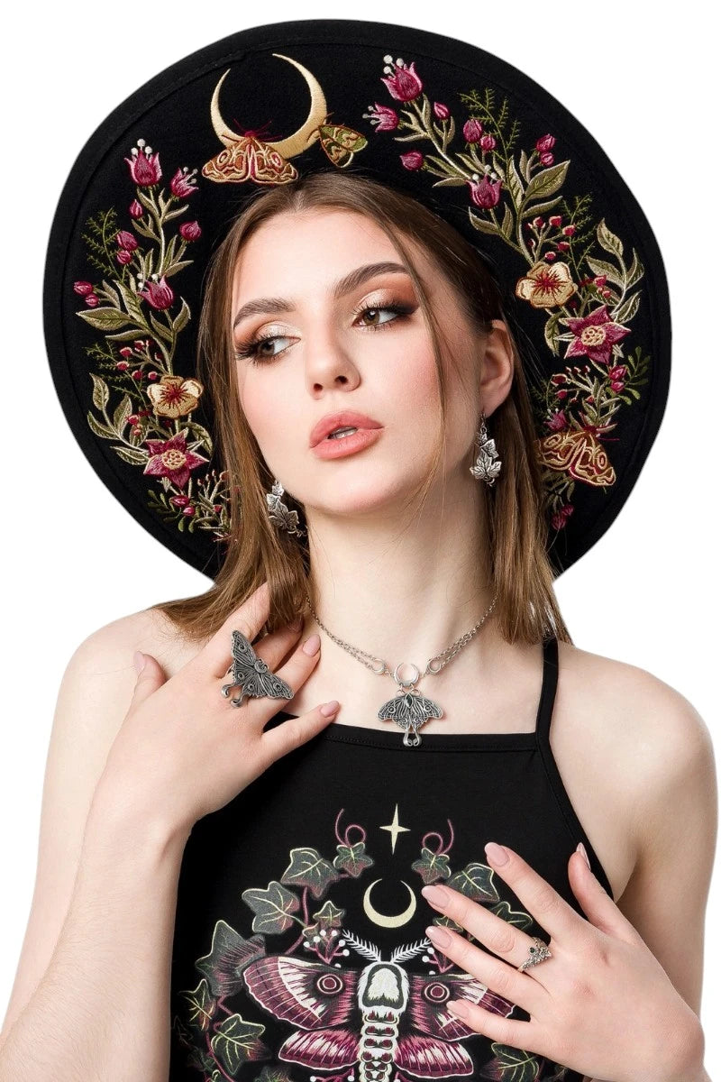 Restyle Luna moth choker necklace with crescent moon pendant