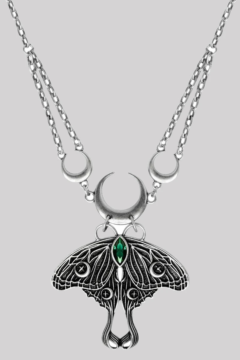 Restyle Luna moth choker necklace with crescent moon pendant