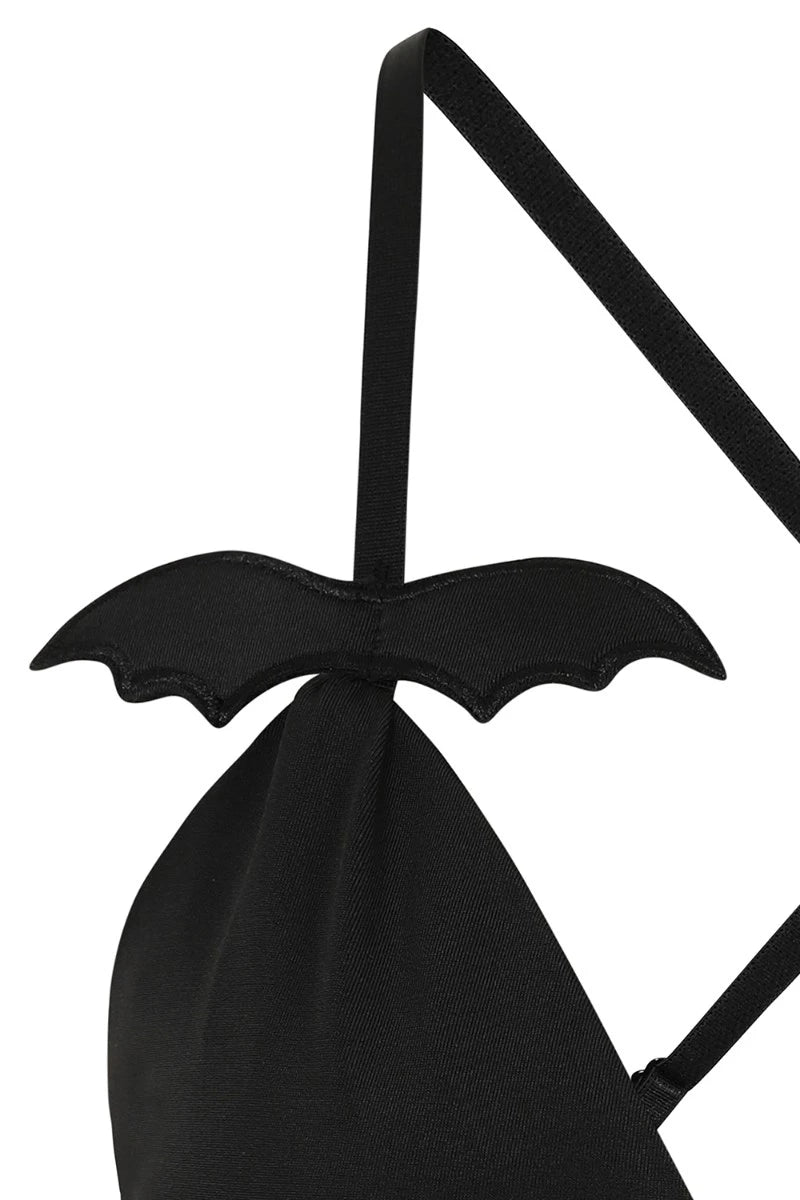 Banned Melantha Top - Alternative Black Bat Wing Crop Top