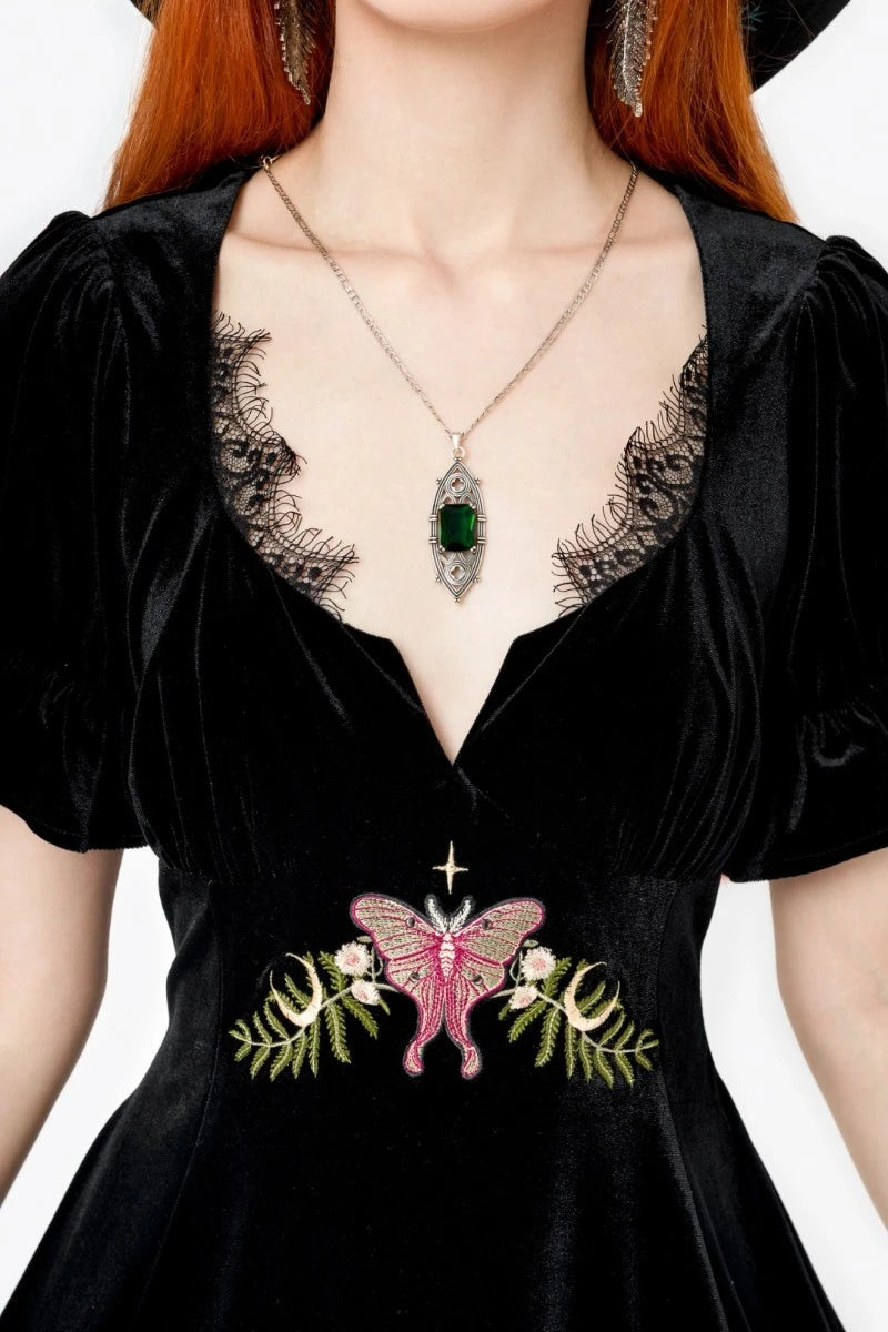 Restyle Midnight Flora Mini Dress - Gothic Velvet Witchy
