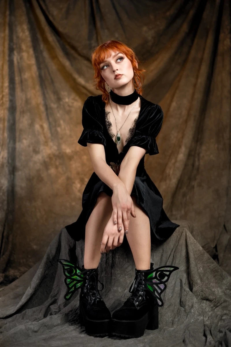Restyle Midnight Flora Mini Dress - Gothic Velvet Witchy