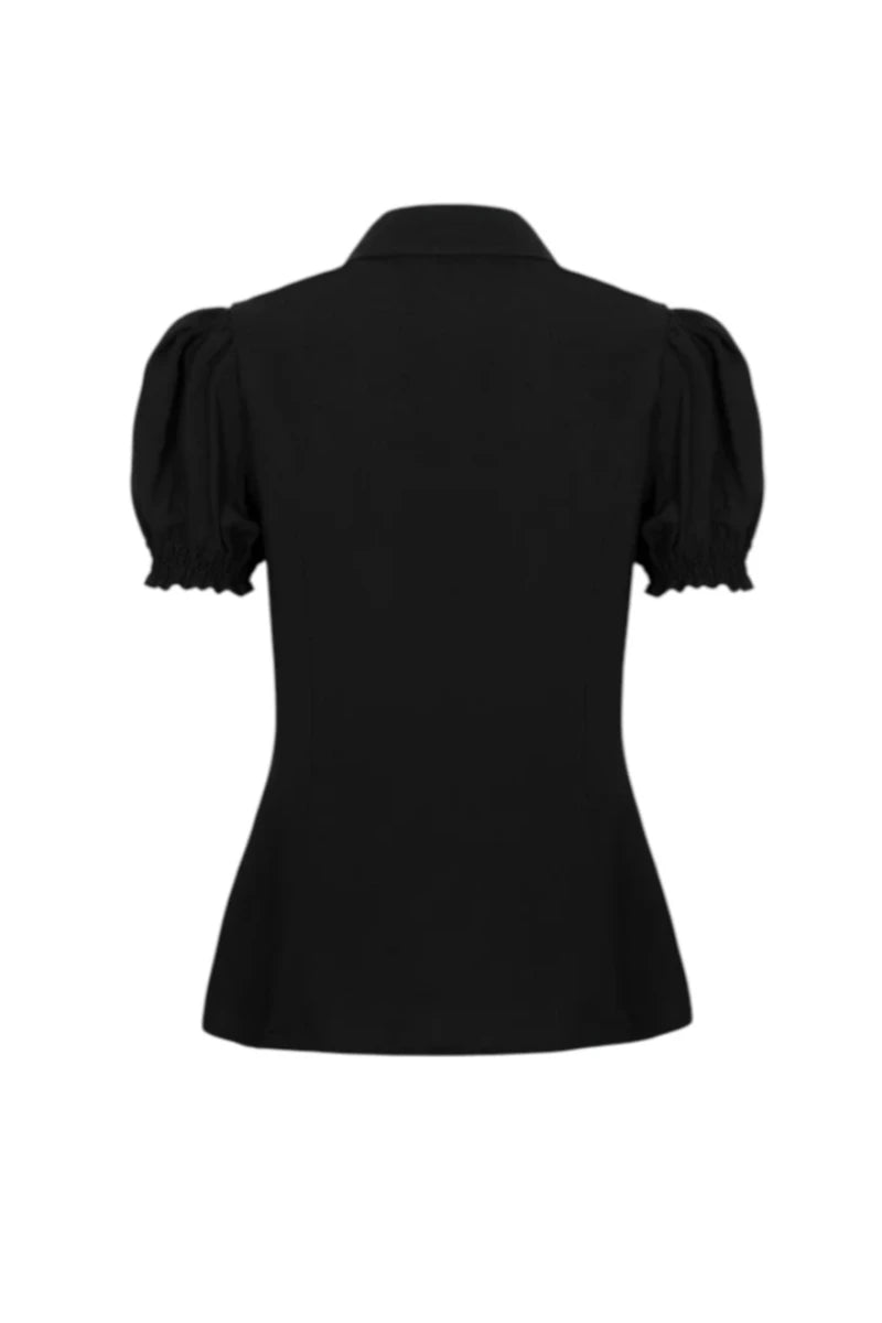 Hell Bunny Mischief Blouse - Gothic Floral Embroidered Top