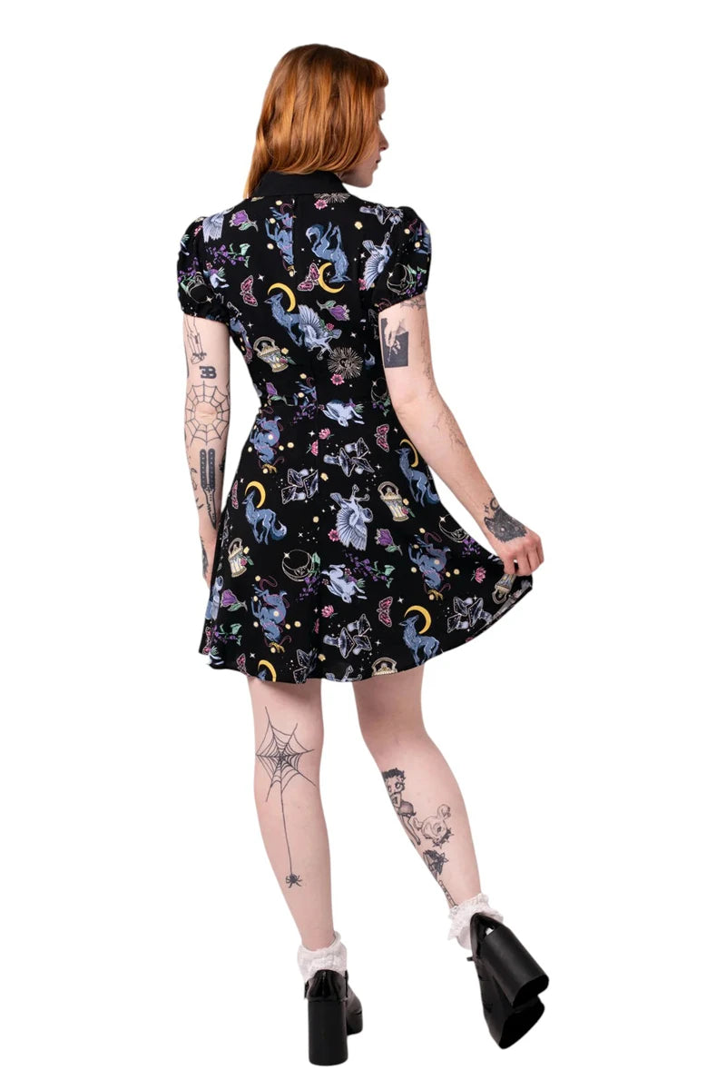 Hell Bunny Moonlit Mini Dress - Black Celestial Gothic Style