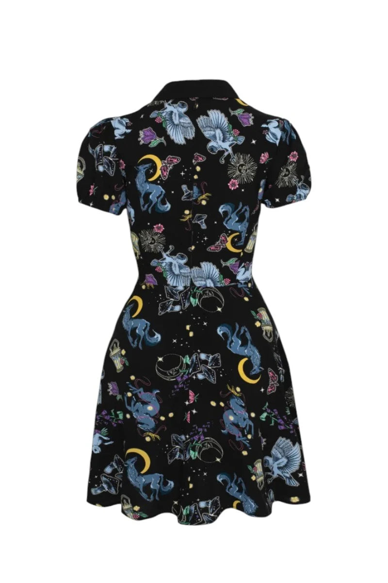 Hell Bunny Moonlit Mini Dress - Black Celestial Gothic Style