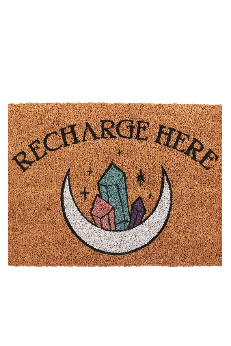 Recharge Here Crystal Doormat – Natural Coir Welcome Mat