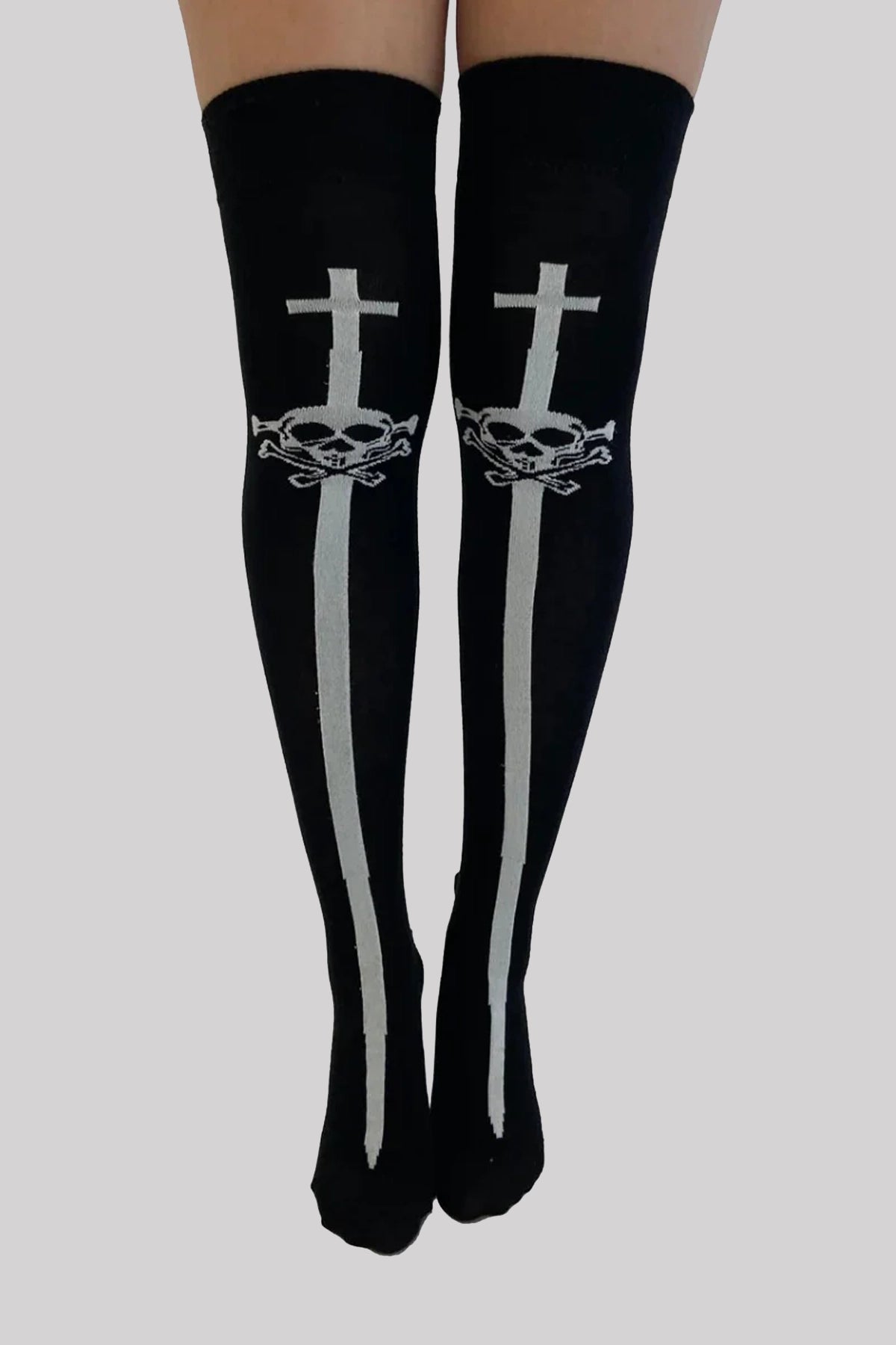 Pamela Mann Over The Knee Socks with Skull and Sword