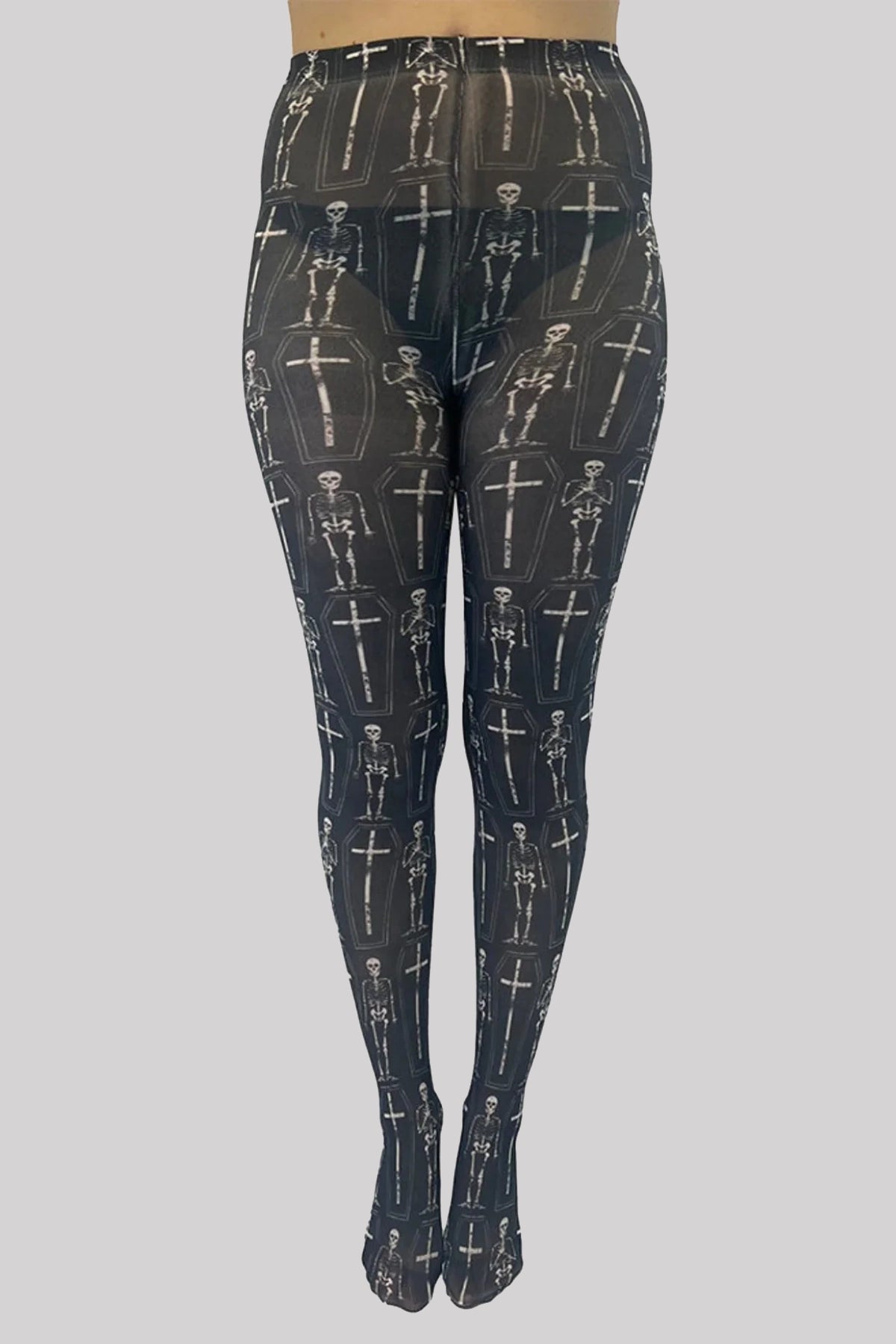 Pamela Mann Coffin Skeleton Tights Halloween Gothic Punk