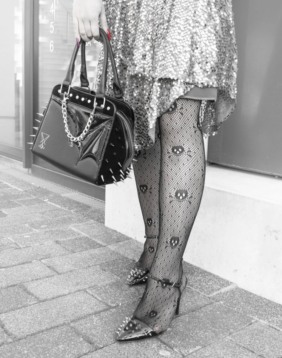 Pamela Mann Net Tights - Skull and Crossbones Fishnet Goth