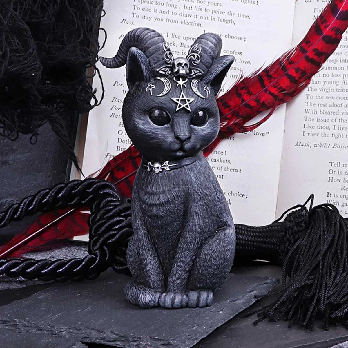 Nemesis Now Pawzuph Figurine Horned Occult Cat Gothic Decor