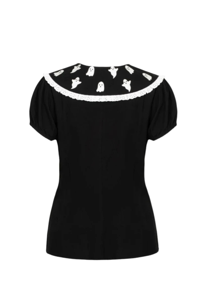 Hell Bunny Phantomette Blouse Gothic Halloween Ghost Collar