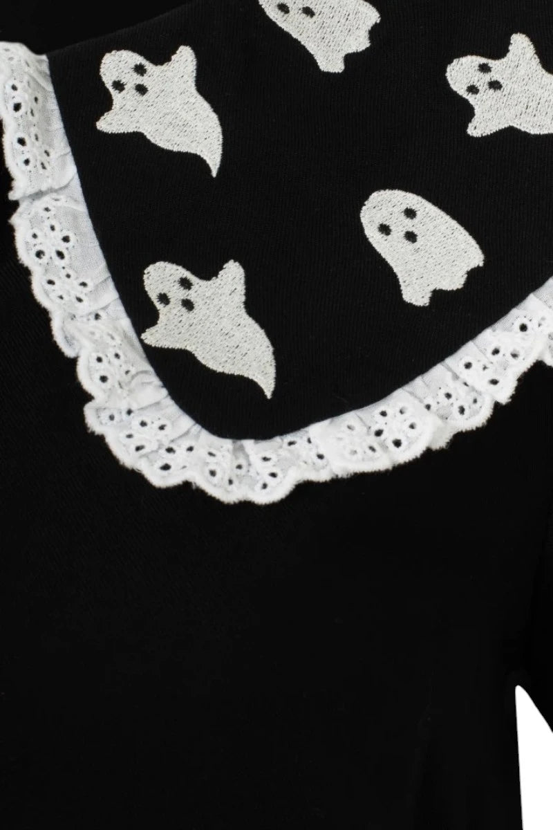 Hell Bunny Phantomette Blouse Gothic Halloween Ghost Collar