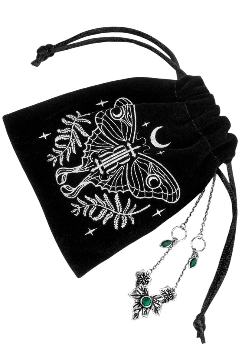 Restyle Poisoned Ivy Necklace - Silver Ivy Leaves & Emerald