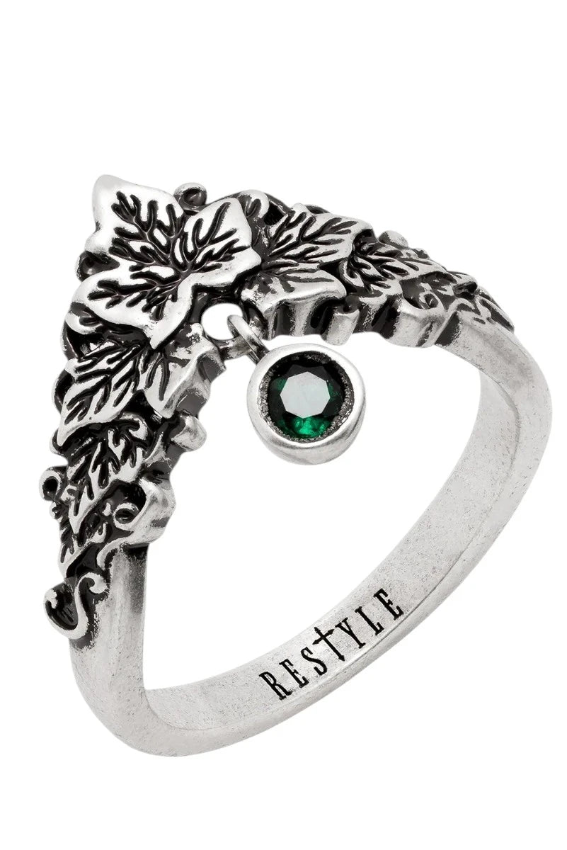 Restyle Poisoned Ivy Ring Emerald Green Gothic Botanical