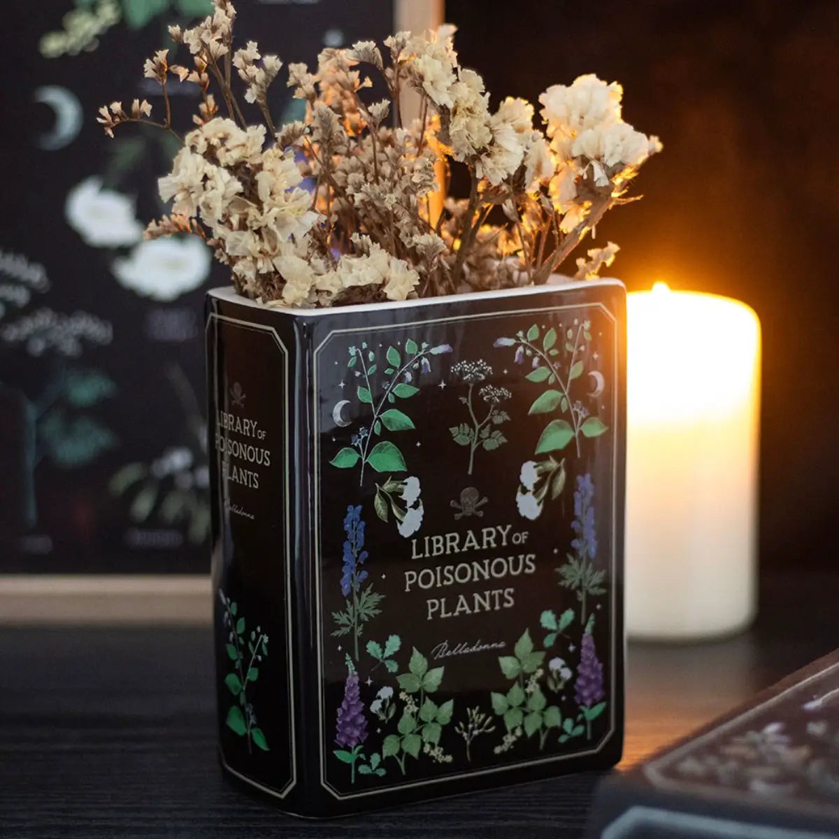 Poisonous Plants Vase - Book Shaped Ceramic Gothic Decor