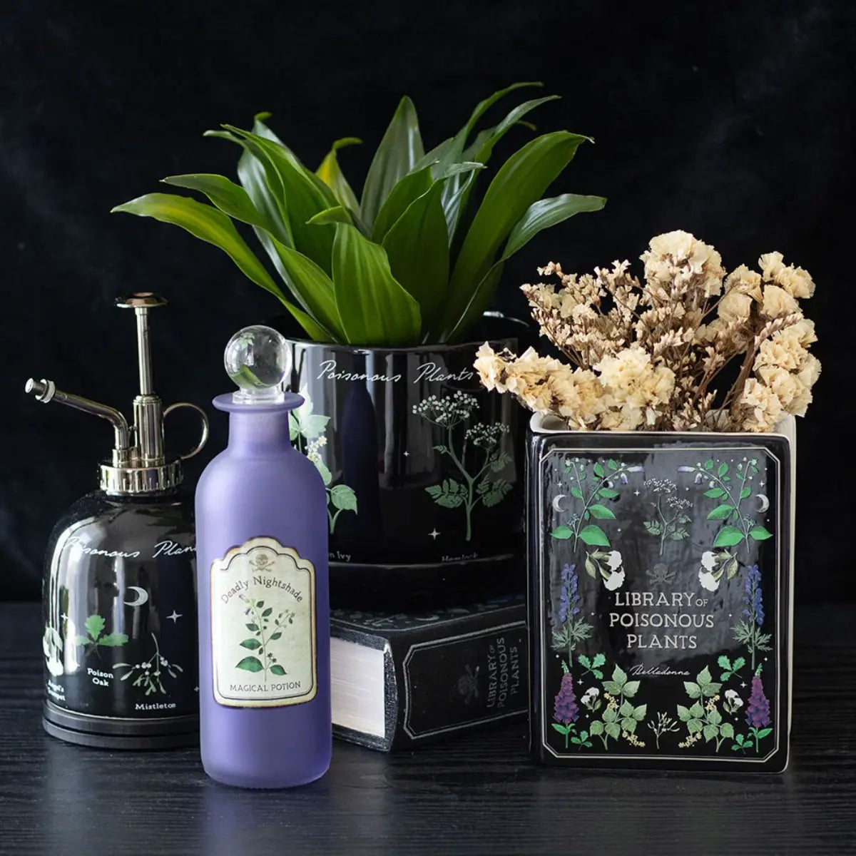 Poisonous Plants Vase - Book Shaped Ceramic Gothic Decor