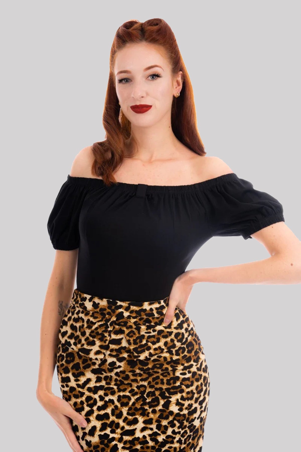 Ro Rox Bella Pinup 1950's Off-Shoulder Top