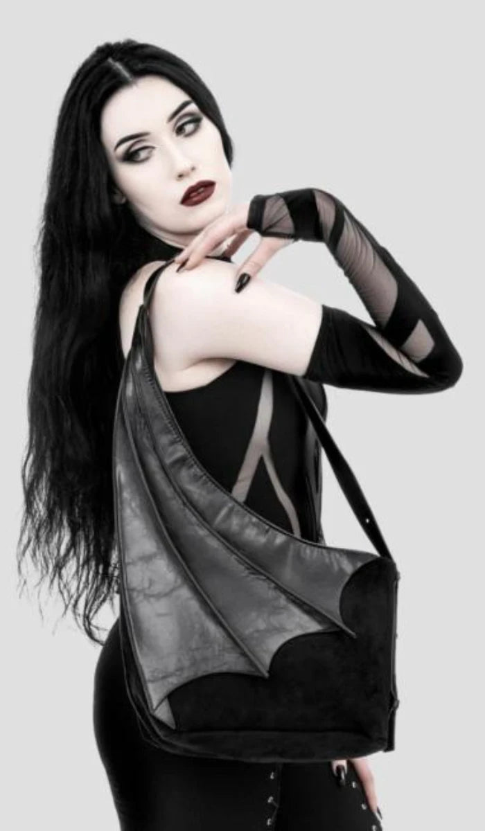 Restyle Winged Hobo Bag - Gothic Asymmetric Purse, Bat Wing