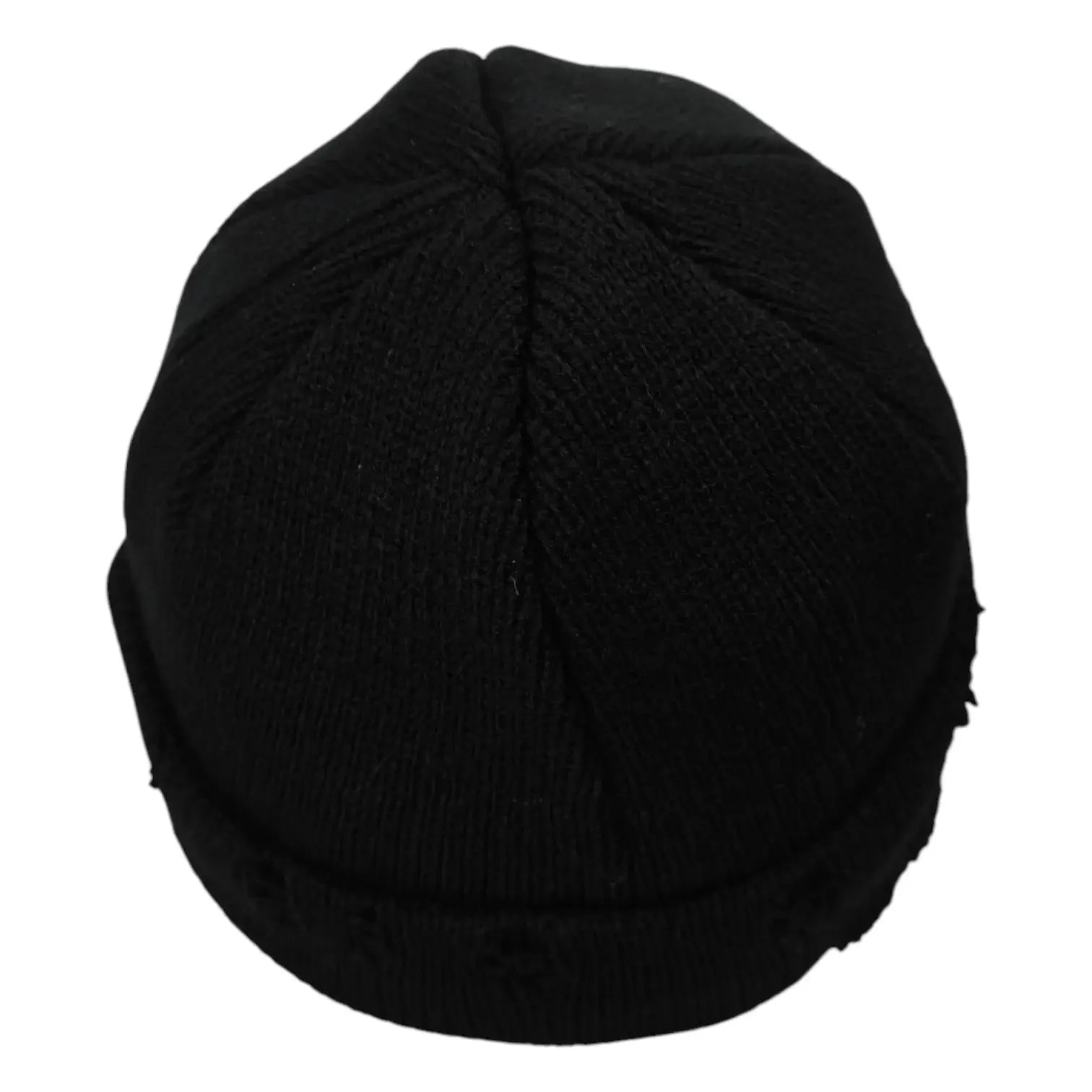 Black Distressed Fisherman Beanie with Piercings and Pin