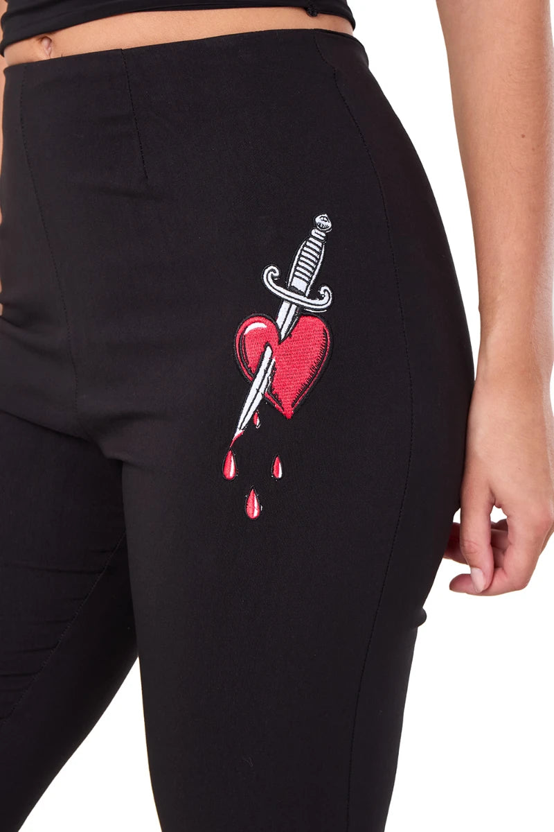 Ro Rox Ella Capri Pants – Heart Dagger Embroidery Retro 50s