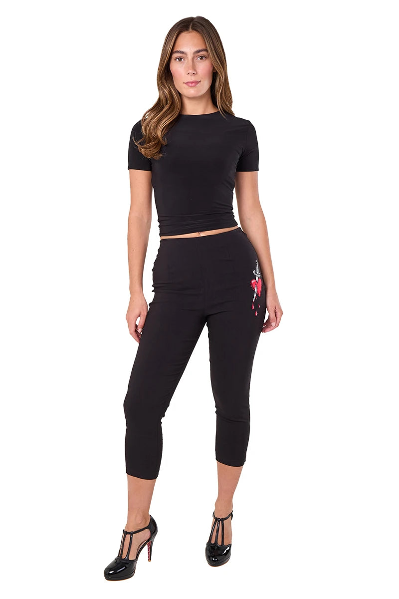 Ro Rox Ella Capri Pants – Heart Dagger Embroidery Retro 50s
