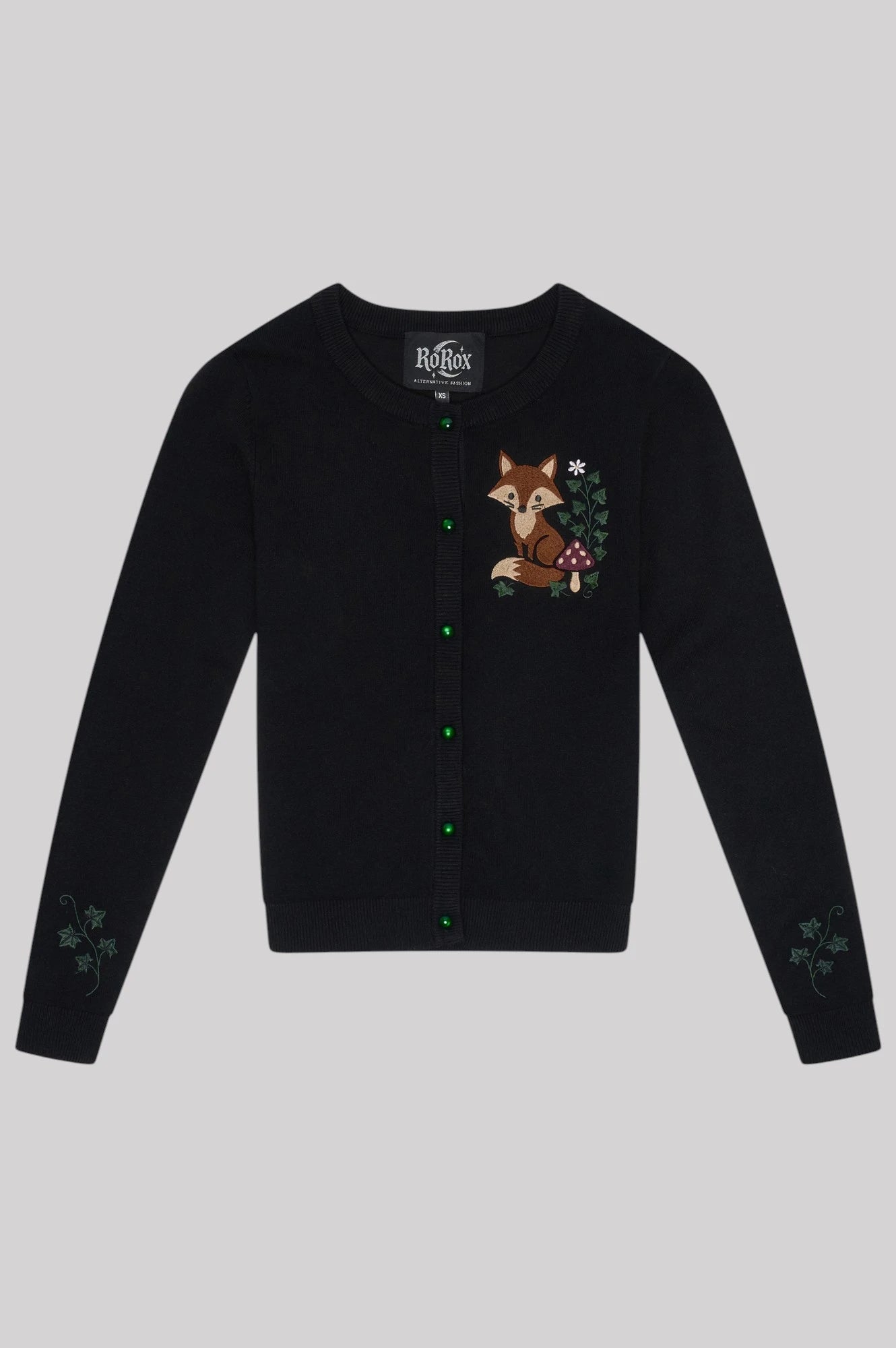 Ro Rox Fox Cardigan - Nature Inspired Ivy Embroidered Knit