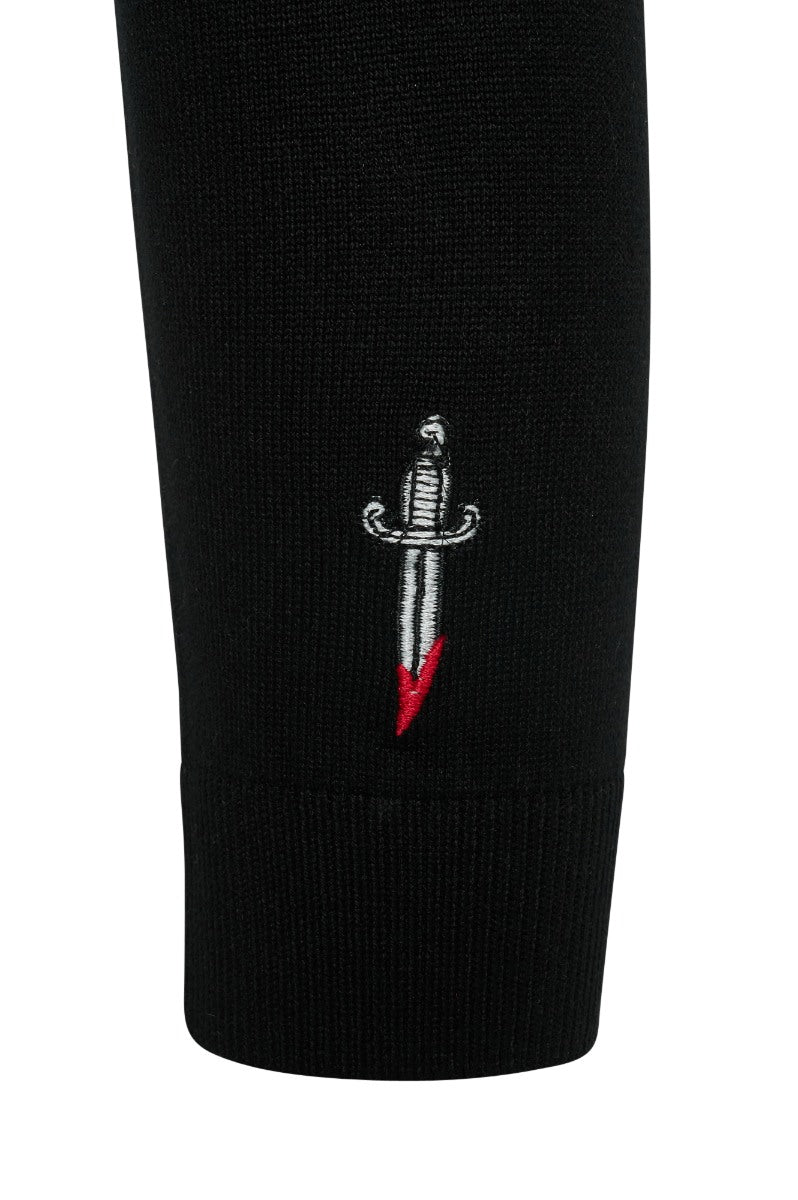 Ro Rox Heart & Dagger Cardigan - Goth Embroidery Knit Top