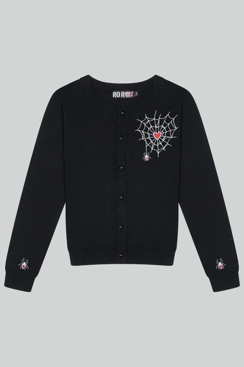 Ro Rox Loveweb Cardigan – Spider Web Heart Gothic Knitwear