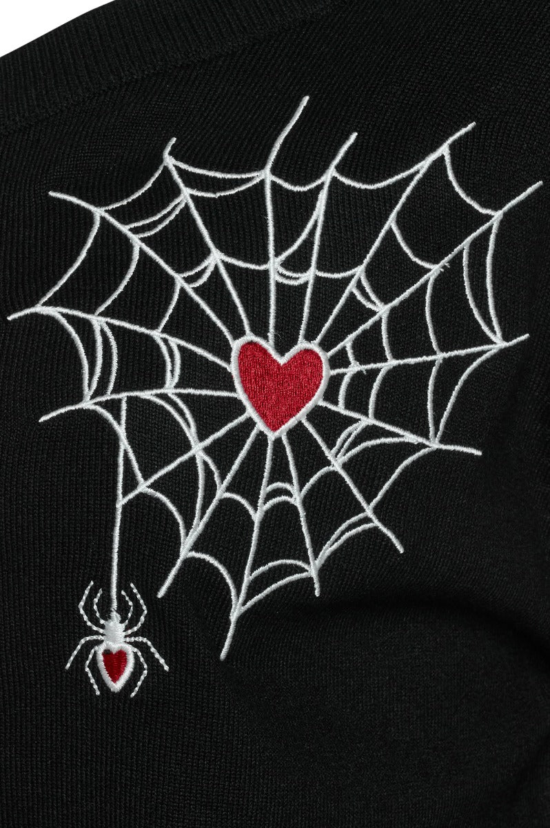 Ro Rox Loveweb Cardigan – Spider Web Heart Gothic Knitwear
