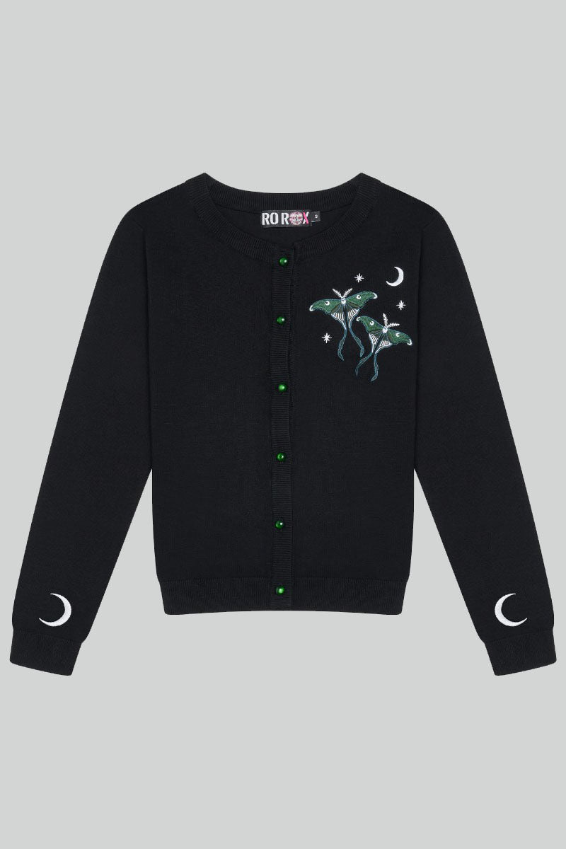 Ro Rox Luna Moth Cardigan – Moon Phase Gothic Knitwear