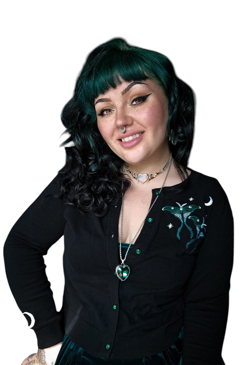 Ro Rox Luna Moth Cardigan – Moon Phase Gothic Knitwear