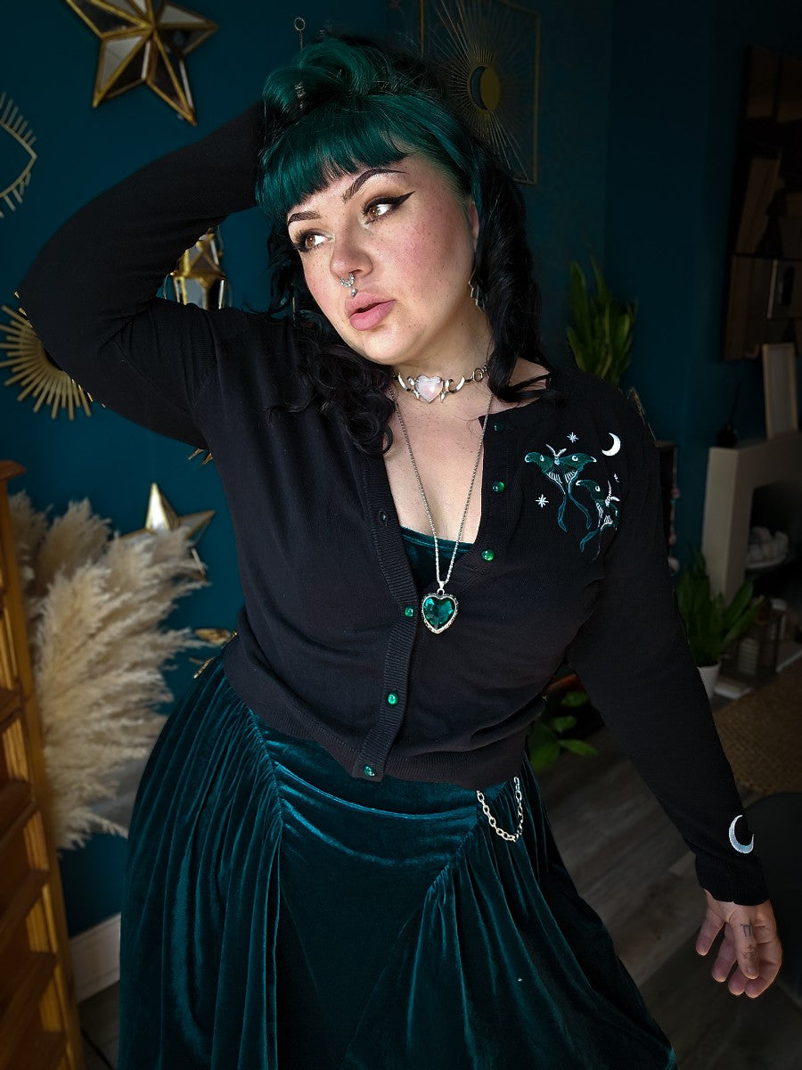 Ro Rox Luna Moth Cardigan – Moon Phase Gothic Knitwear