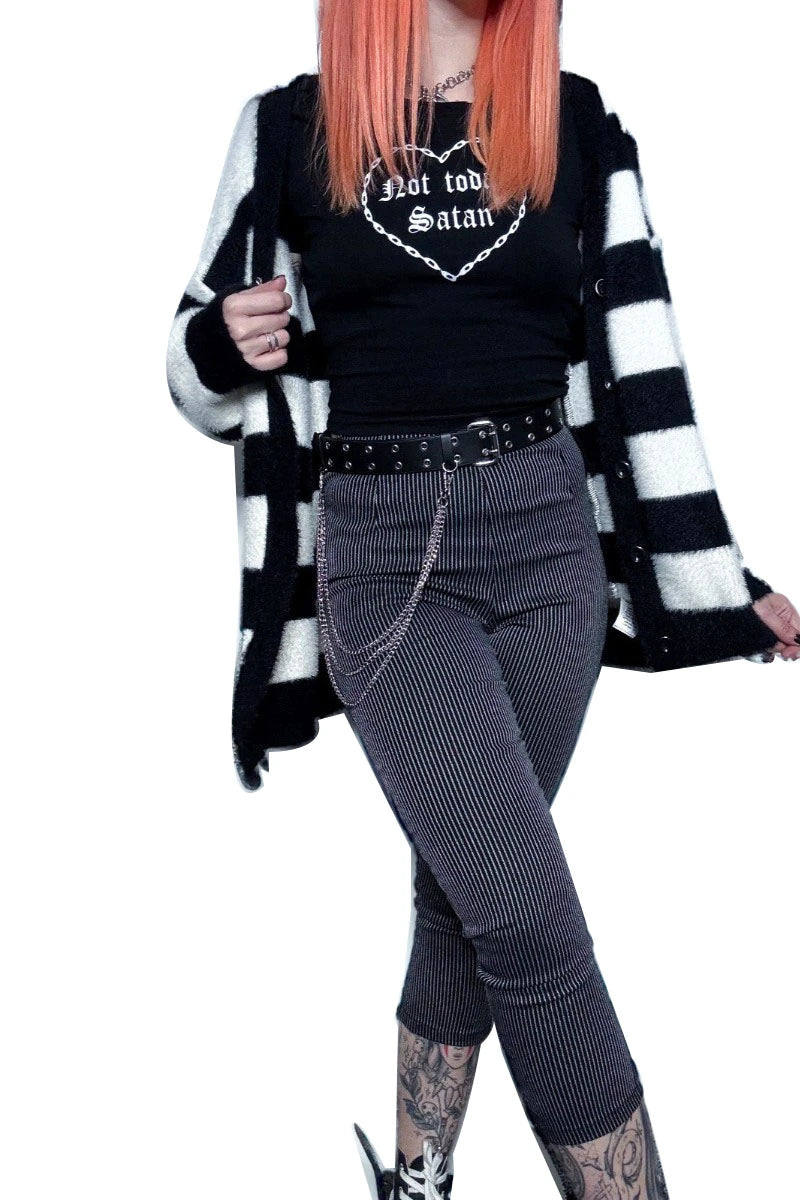 Ro Rox Pinstripe Capris – Alternative Goth Office Trousers