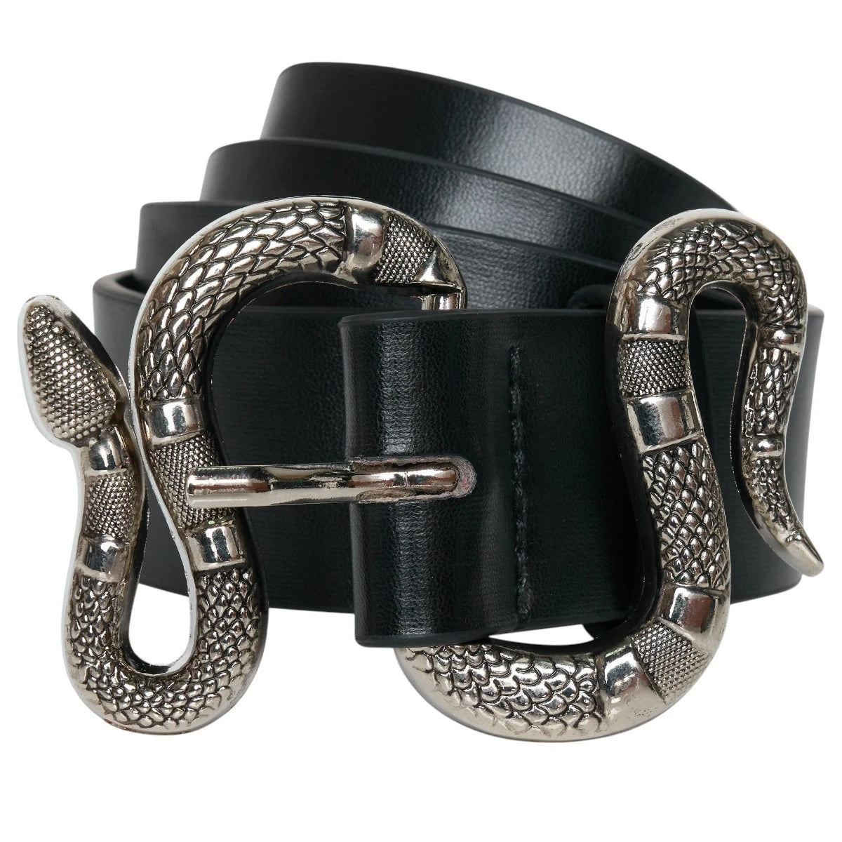 Ro Rox Severus Faux Leather Silver Snake Buckle Punk Belt