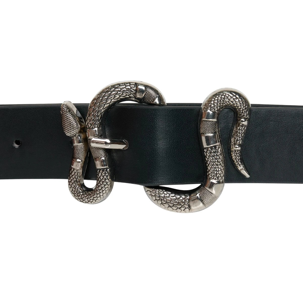 Ro Rox Severus Faux Leather Silver Snake Buckle Punk Belt