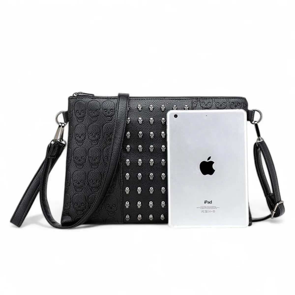 Ro Rox Skull Studded Clutch Mini Evening Handbag Black Punk