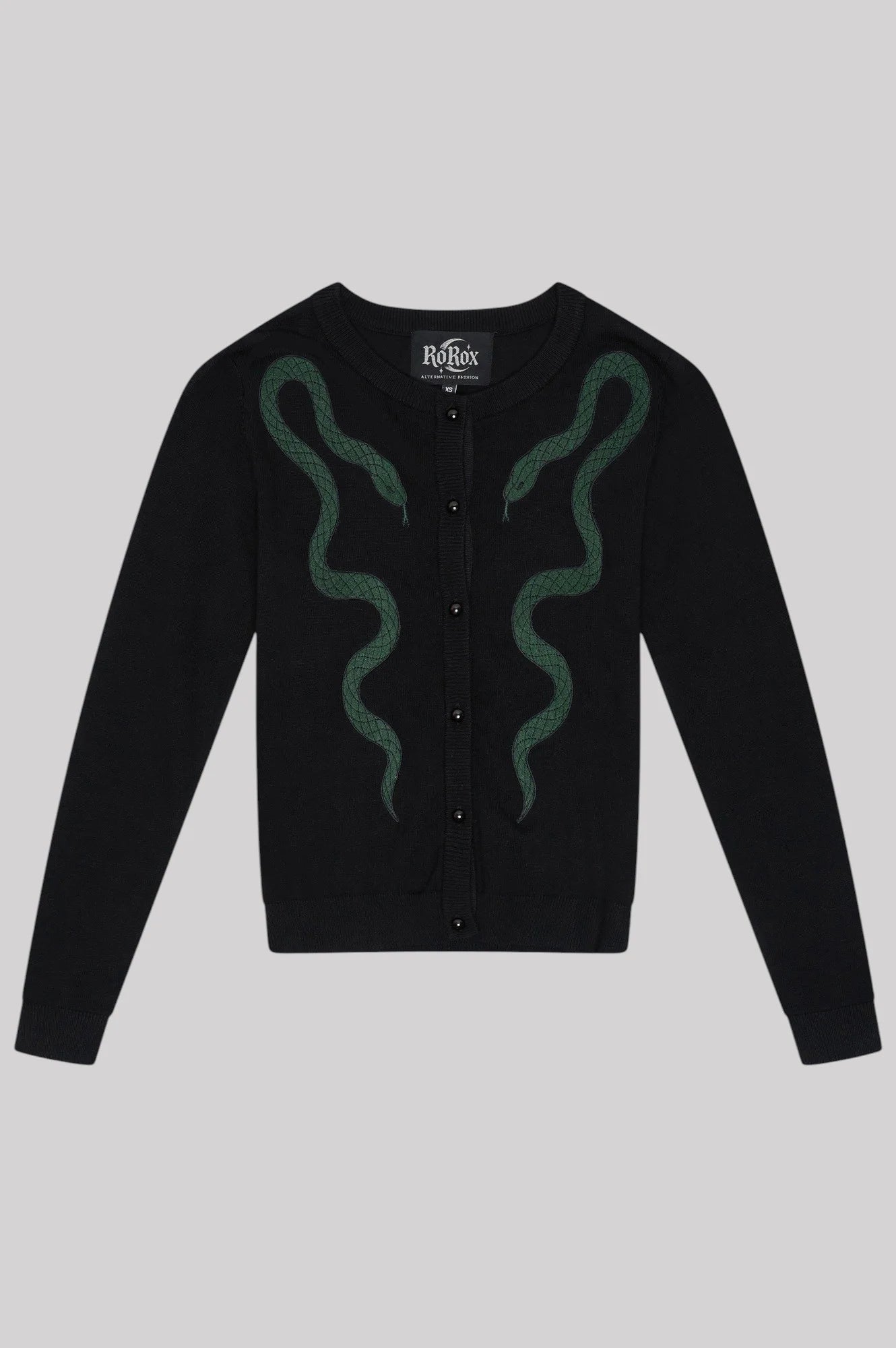 Ro Rox Green Snake Cardigan - Gothic Retro Knitwear in Sizes