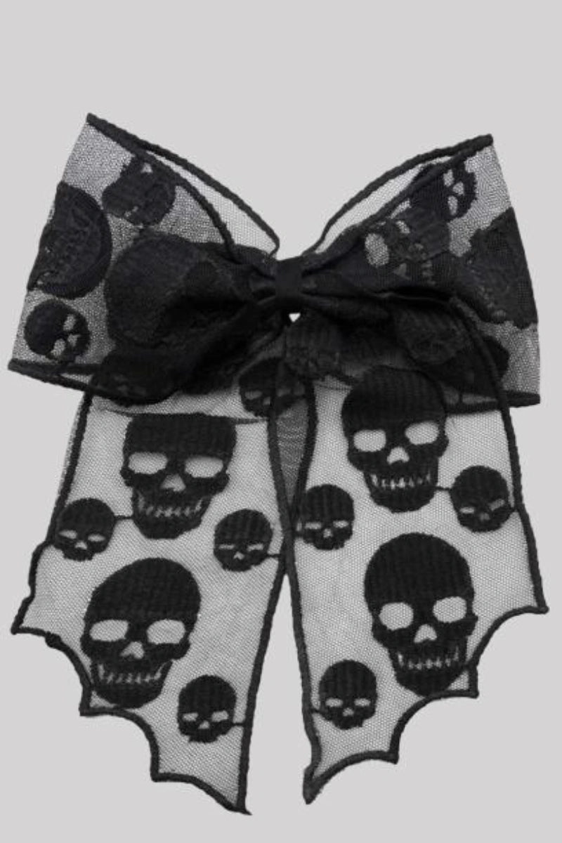 Kreepsville 666 Hair Bow Skull Lace Bold Gothic Barrette