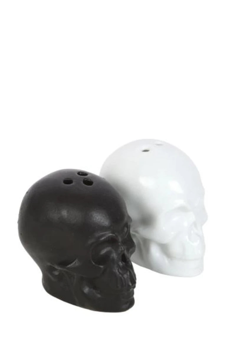 Salt and Pepper Shakers – Black & White Skull Set Gothic