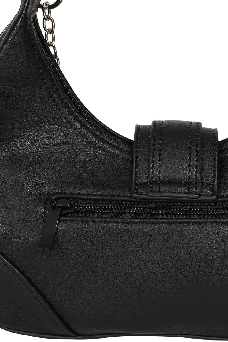Third Identity Star Bag – Black Faux Leather with Chain