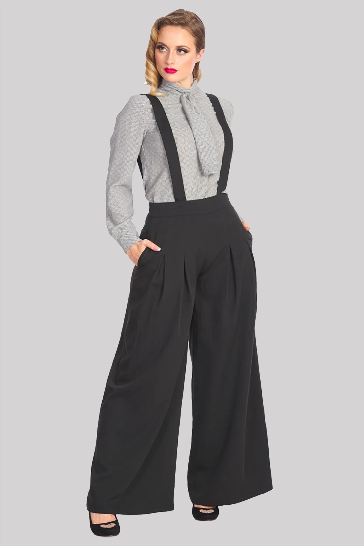 Banned Diamond Wide Leg Suspender Trousers