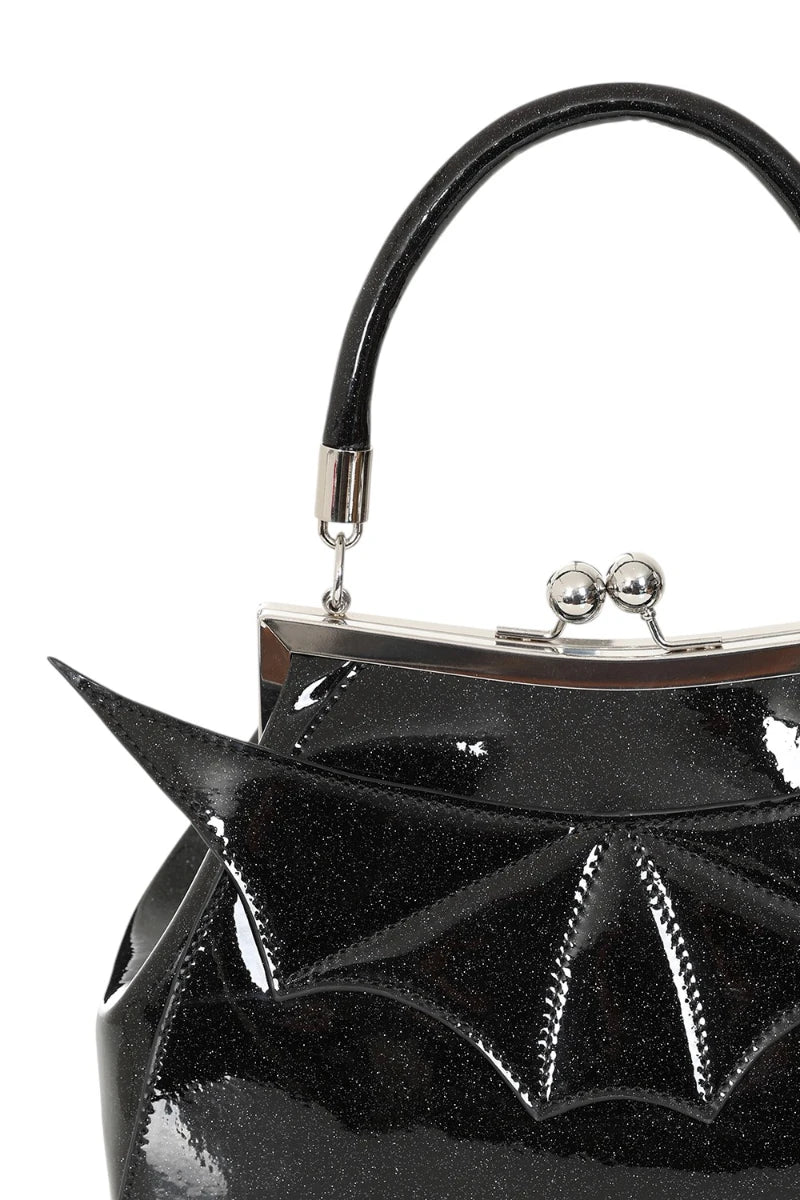Banned Elvira Shimmer Handbag – Gothic Bat Wing Purse Bag