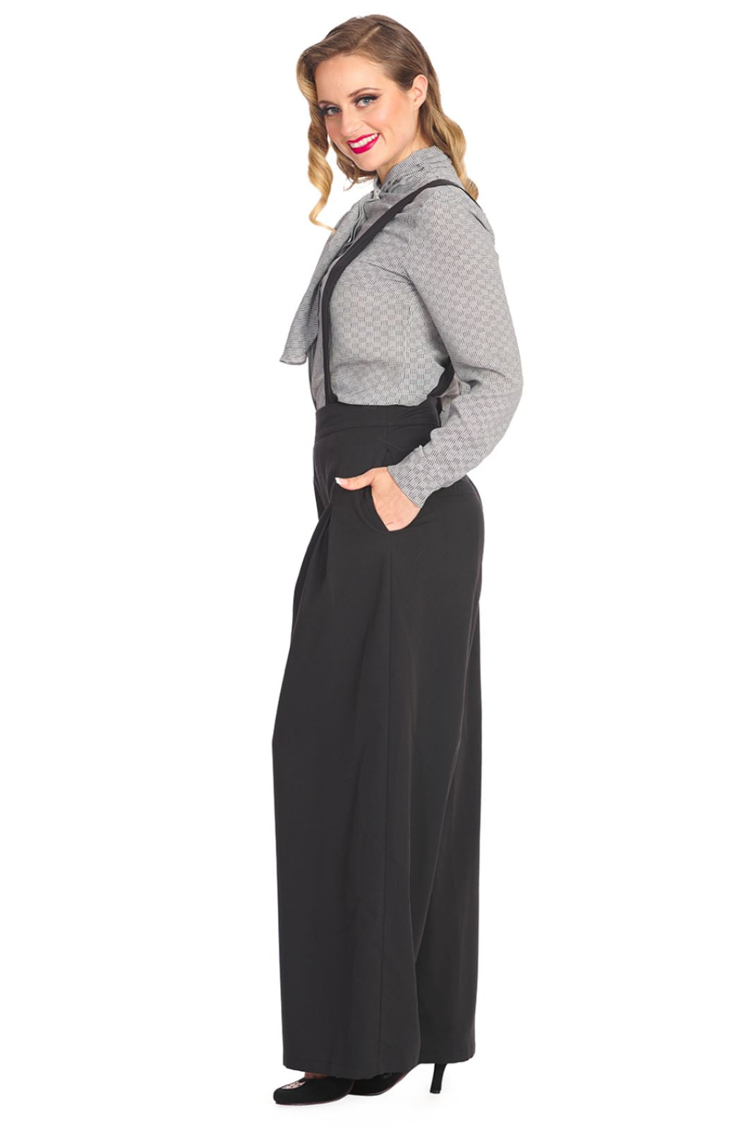 Banned Diamond Wide Leg Suspender Trousers