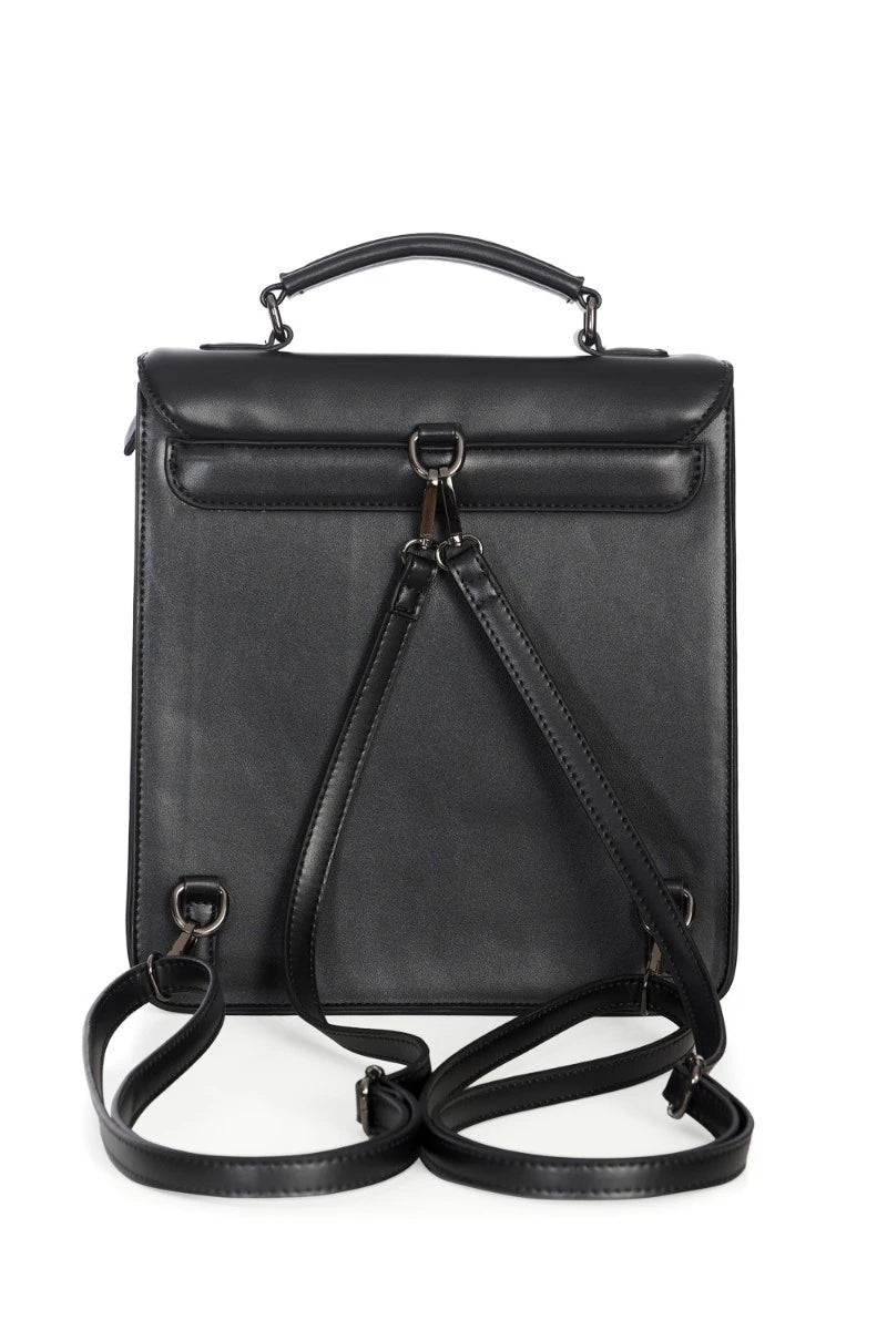 Banned Gothic Bat Backpack – Black Studded Flap Satchel