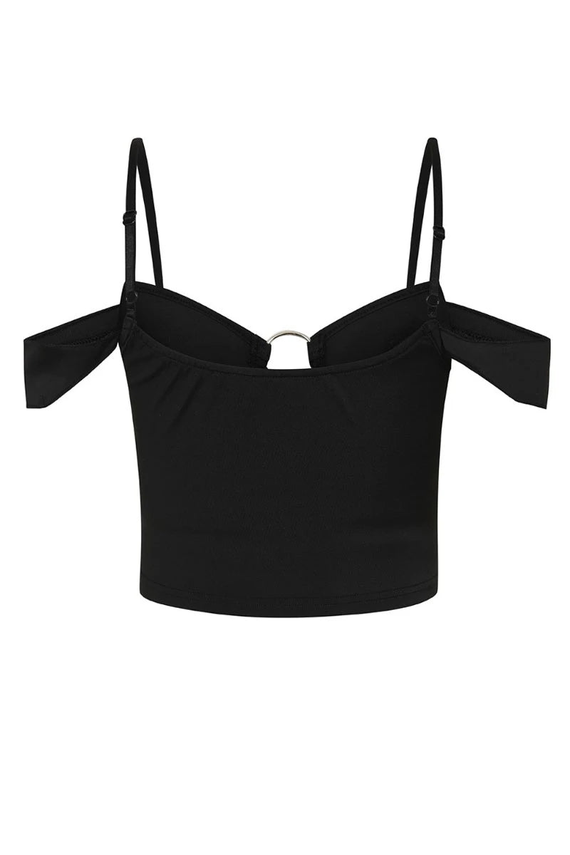 Banned Nerissa Top - Strappy Cut-Out Crop Top Ring Detail