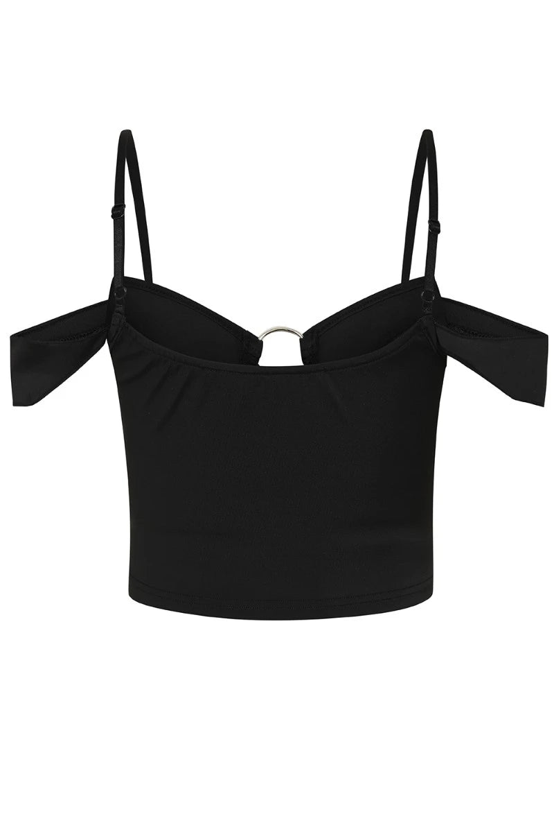 Banned Nerissa Top - Strappy Cut-Out Crop Top Ring Detail