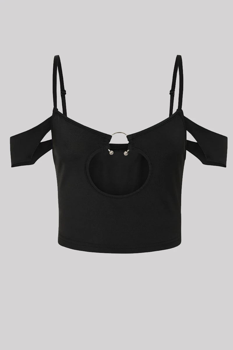 Banned Nerissa Top - Strappy Cut-Out Crop Top Ring Detail