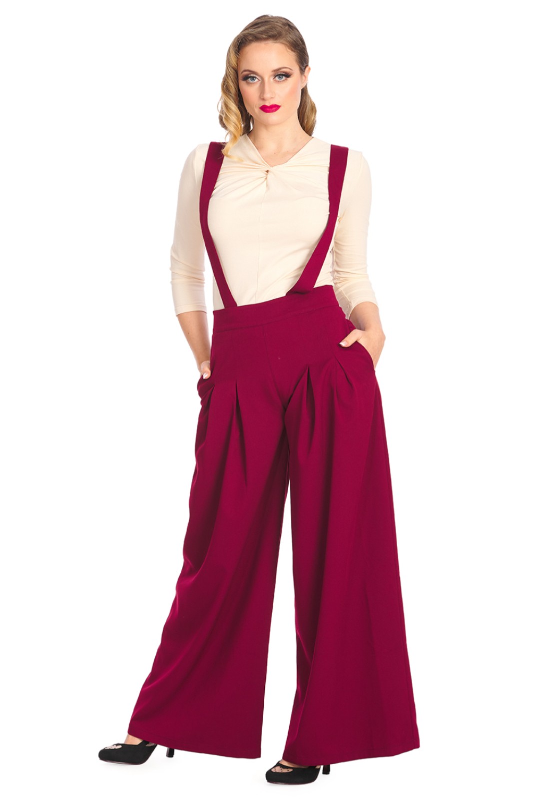 Banned Diamond Wide Leg Suspender Trousers