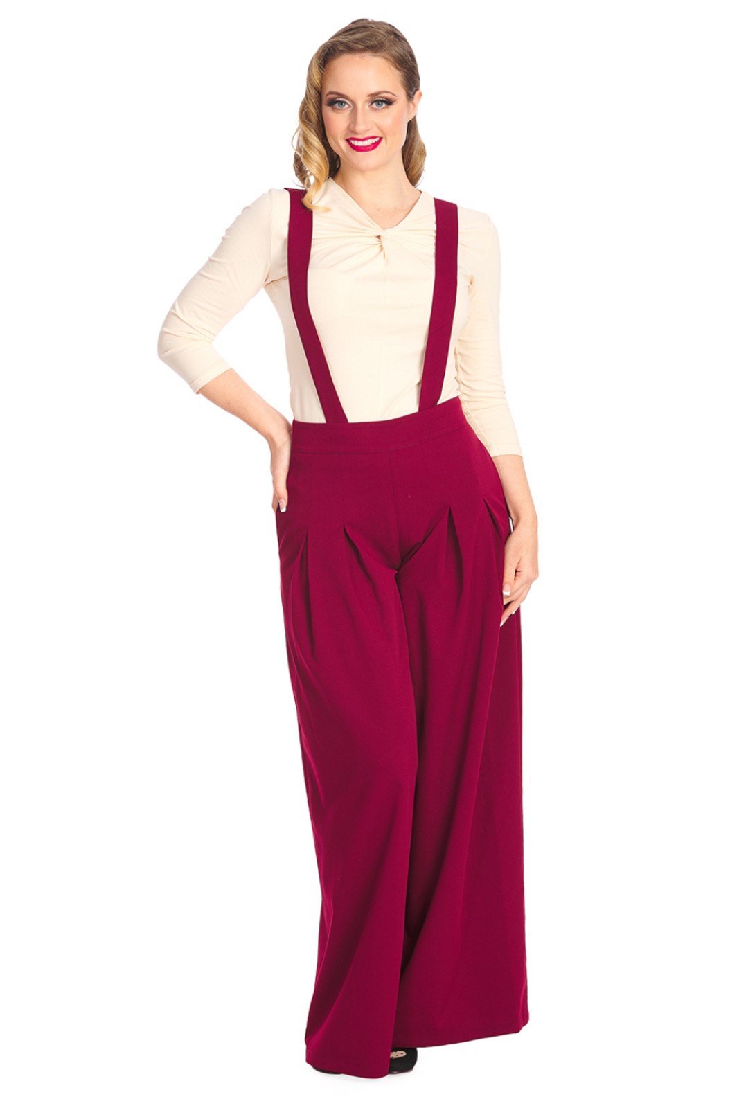Banned Diamond Wide Leg Suspender Trousers