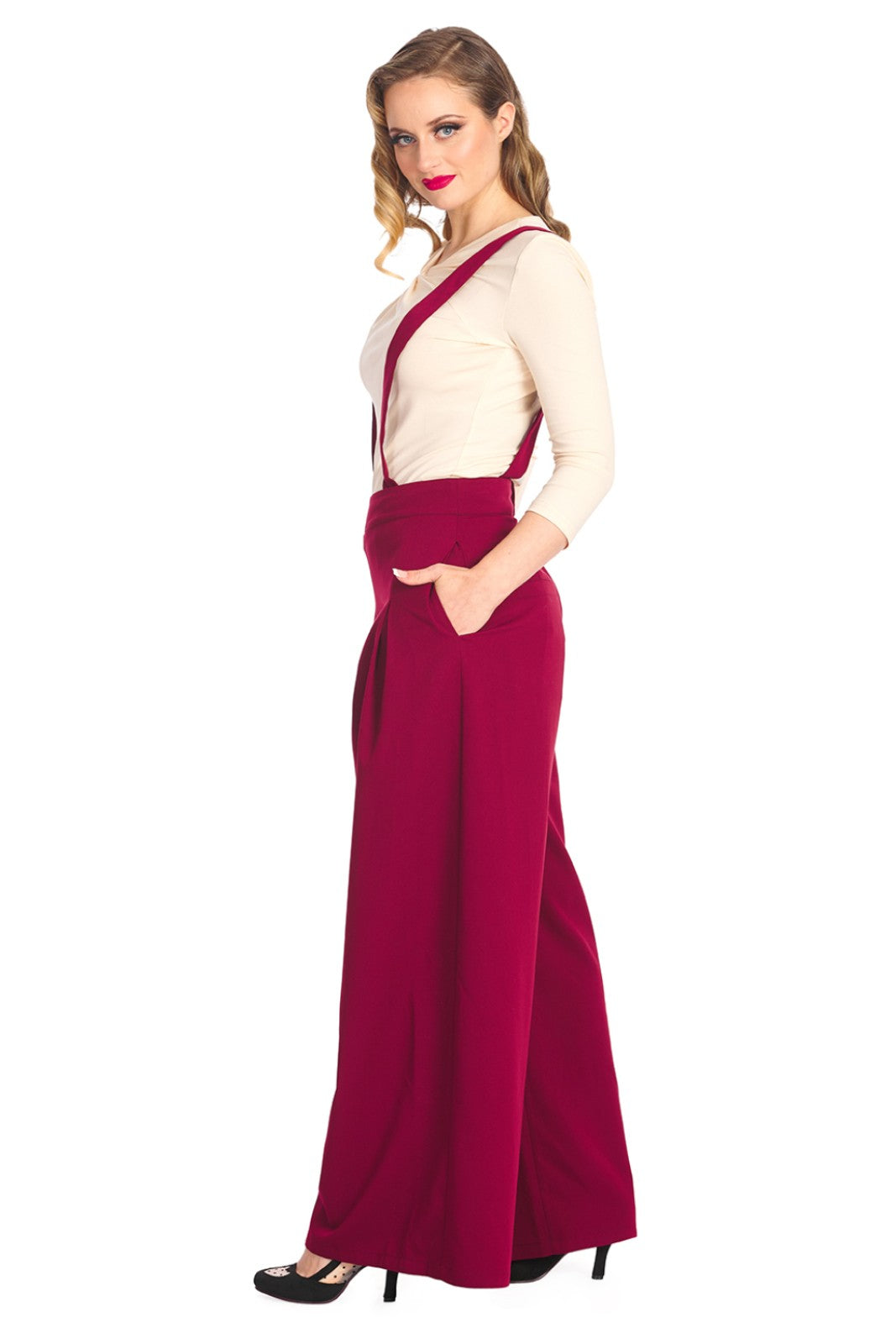 Banned Diamond Wide Leg Suspender Trousers