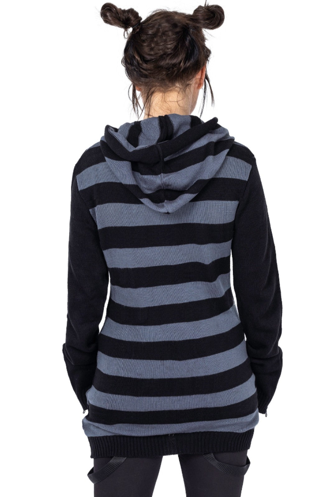 Poizen Industries Long Goblin Grunge Stripe Knit Cardigan